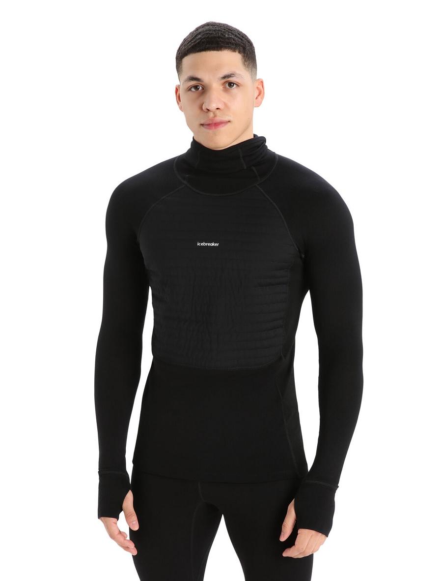 Base Layers Icebreaker ZoneKnit™ Merino Insulated Long Sleeve Hoodie Męskie Czarne | PL 1617AHKP